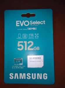 Samsung EVO Select (2021) 512GB microSDXC UHS-I Memory Card (with SD Adapter) - Photo 1 sur 6