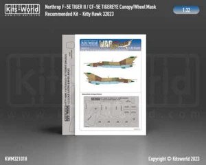 Kits-World KWM321018 1:32 F-5E Tiger II CF-5E TigerEye Canopy and Wheel Masks - Picture 1 of 2