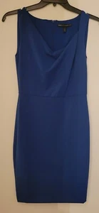 White House Black Market Dress Draped-Neck Sheath Petite Blue Size 2P - Picture 1 of 6