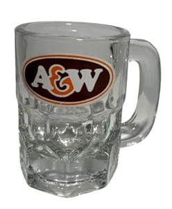 A&W Canada Root Beer Special Edition Glass Mini Mug Cup Logo 3 1/8" Tall Vintage - Picture 1 of 5