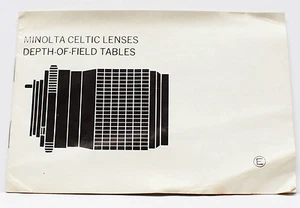 Minolta MD Celtic Lenses Depth Of Field Tables Guide Product Info - Picture 1 of 2