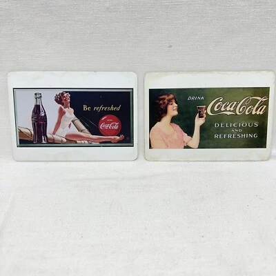 Lot Of 2 VINTAGE COCA COLA COKE  GIRL MAGNETIC POST CARD NEW 1994 - Image 1 of 4