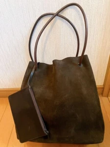 GUCCI Tote Bag Suede Leather Shoulder Bag Black With Pouch Used Excellent+ Japan - Picture 1 of 11