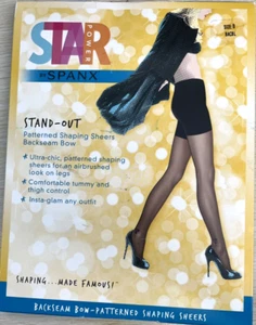 Spanx Star Power Stand-Out Lurex Backseam Shaping Sheers Black sz  E - Picture 1 of 4
