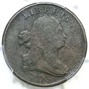 1803 C-2 R-4 PCGS sehr gute Details drapierte Büste halber Cent Münze 1/2c - Bild 1 von 3