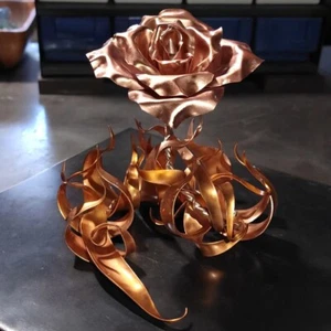 Copper Rose TRUE LOVE #1664N Art Sculpture Anniversary Valentine's Mother's Day - Picture 1 of 14