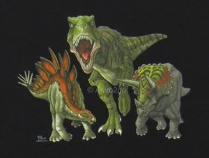 DINOSAUR HEADS & TAILS-T Rex Stegosaurus Triceratops T shirt Toddler size 3T, 4T - Picture 1 of 4