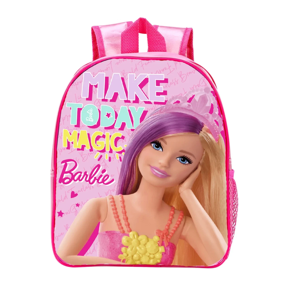 Barbie Mini Backpack Set For Kids - 10" Faux Leather Backpack With Front Pocket + Matching Water Bottle