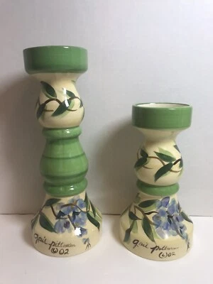 Jarrones vintage Gail Pittman 2002 a juego verde Ergone muy buen estado Foto 1 de 4