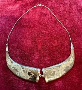 Antique Silver/Horn Chinese Necklace - Picture 1 of 8