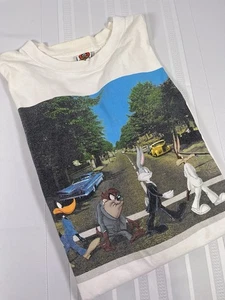 Vintage 90s Looney Tunes Beatles Abbey Road USA Graphic Tee Shirt Herren 2XL LESEN - Bild 1 von 11