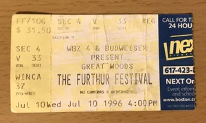 1996 FURTHUR FESTIVAL GREAT WOODS BOSTON 7/10 CONCERT TICKET STUB GRATEFUL DEAD - Picture 1 of 2