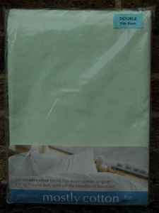 M&S mint green mostly cotton easycare double flat sheet - Picture 1 of 2
