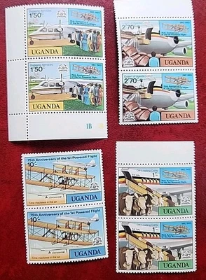 Uganda 1978 #211-4 MNH 2 juegos 8 estampillas primer vuelo motorizado - aviones - aviación Foto 1 de 4