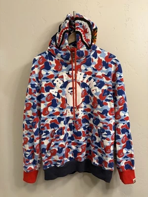 Bape Hombre Talla XXL?? Sudadera con capucha de camuflaje roja, azul, blanca (pecho 44"" - ¿mediana?) Foto 1 de 4