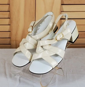 Sandalias gruesas blancas vintage hechas en Italia material hecho por el hombre talla 5,5 mediana - Imagen 1 de 5