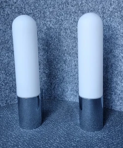 2 Vintage Space Age Glashütte Limburg 3338 Chrom Opalglas Wandlampe Bauhaus 70er - Bild 1 von 16