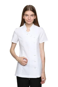 White Beauty Tunic Hairdressing Spa Nail Salon Therapist Massage Uniform Top - Picture 1 of 8