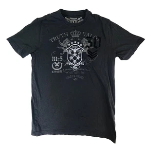 Camisa Express Para Hombres Pequeña Negra Truth Valor Crest Gráfico Camiseta Flocada - Imagen 1 de 8