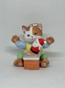 Vtg 1996 Bronson Ceramic BC Kitten Christmas Ornament Santa Jack in the Box - Picture 1 of 6