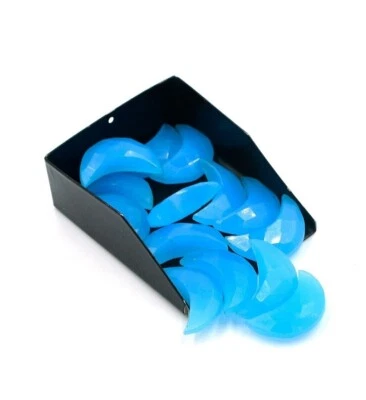 Natural Blue Chalcedony Crescent Moon 7X18 mm Faceted Briolette Loose Gemstone - Image 1 of 4