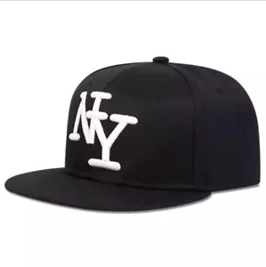Baseballkappe mit flacher Krempe Druckknopflasche Freizeit und Buchstabe NY für New York - Bild 1 von 1