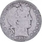 BETTER 1913 D US BARBER 90  SILVER HALF DOLLAR COIN COLLECTI