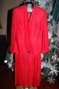 NUEVO SIN ETIQUETAS FALDA KASPER TRAJE TAPIZ MATERIAL NARANJA/ROJO TALLA 12 - Imagen 1 de 2