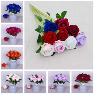 1/10X Artificial Single Rose Bud With Stem Silk Flowers Fake Bouquet Party - Picture 1 of 36