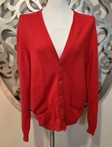 Pringle Weavers of Scotland Sweater Cardigan SIZE 42 Red Cashmere Buttons - Picture 1 of 7