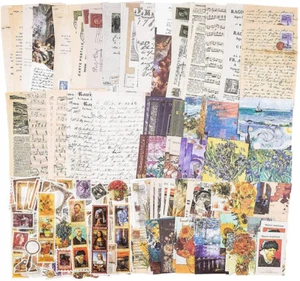 Oidnvay 200 Pcs Vintage Scrapbook Supplies Pack for Art Journaling Junk Journ... - Picture 1 of 12