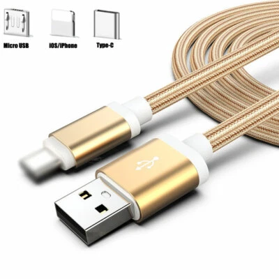 1M 2M 3M USB Cable Fit For iPhone iOS 6s 7 8P X 11 Android Type-C Charging Fast - Image 1 of 4
