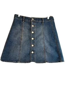 Faded Glory Mini Skirt Womens Small (4-6) Blue Denim Button-Down Pockets - Picture 1 of 7
