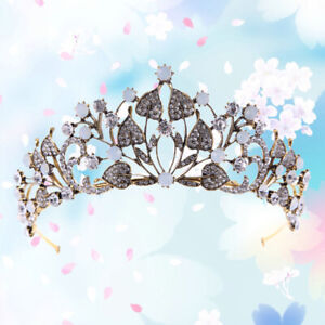 Baroque Rhinestone Leaf Bridal Crown Tiara for Wedding Party and Daily Use
