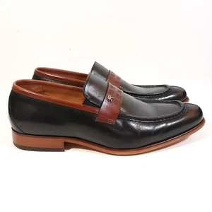 Stacy Adams Moc-Toe Penny Loafer Men Sz 8M "Sussex" Black/Cognac Leather Slip-On - Picture 1 of 14