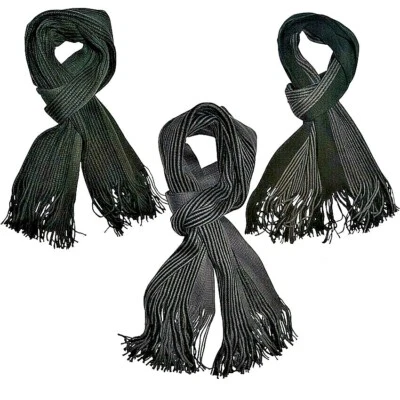 Bufanda de punto acanalado a rayas de tacto suave negra/gris Foto 1 de 4