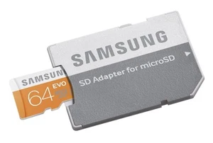 Samsung EVO 64GB MicroSD XC Class 10 Micro SD UHS-1 Memory Card w SD Adapter 64G - Picture 1 of 2