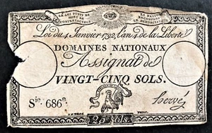 FRANCE REVOLUTION 25 SOLS ASSOCAT MAY HAVE BEEN USED IN AMERICA GREAT RADAR 686 - Bild 1 von 2