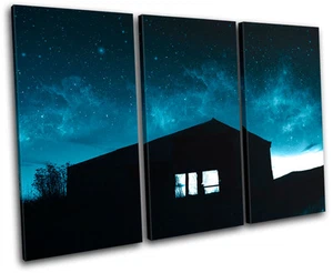 House Night Sky Nebula Space Stars Canvas Art Picture Print Decorative Photo - Foto 1 di 1
