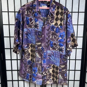 Camisa grande Birmania Bibas para hombre talla L 100 % seda retazos manga corta - Imagen 1 de 8