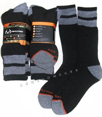 6 Pairs Mens Realtree Wool Blend Fully Cushioned Mid Calf Crew Boot Socks - Image 1 of 4