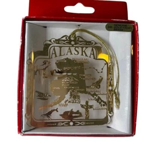 Addobbo natalizio Alaska ottone finitura oro 24K originale nuovo con scatola - Foto 1 di 4