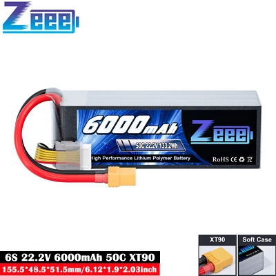 Zeee 22,2V 6S Lipo Akku Batterie 50C 6000mAh XT90 für RC Auto Truck Flugzeug LKW - Bild 1 von 4