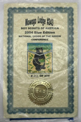 OA Mowogo Lodge 243 Northeast Georgia Council 2004 NOAC Blue Bdr #213/243 made - Image 1 of 2