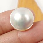 17.4 mm Round White Rainbow Hued Ocean Cultured Australian Mabe Pearl Loose, R36