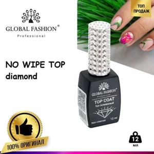 Global Fashion No Wipe Diamond Top, Rubber Base Long Lasting, Cold Rubber Base - Picture 1 of 19