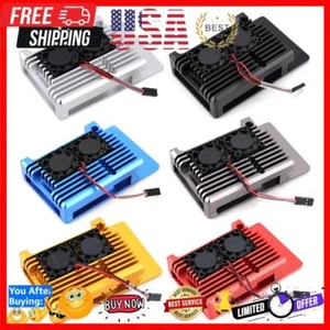 Aluminum Alloy Case with Dual Fan Armor Case Suitable for Raspberry Pi 4 Model B - Afbeelding 1 van 18