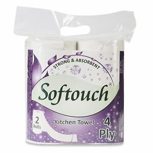 Softouch 4 Ply Kitchen Tissue/Towel Paper Roll - 2 Rolls