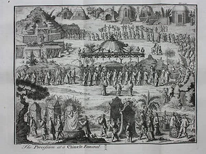 Original antiker Druck, CHINA, 18. Jahrhundert chinesische Beerdigung, Churchill, 1744 - Bild 1 von 4