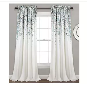 Lush Decor Half Moon Weeping Flower Insulated Window Two Curtain Panels 52"x84" - Picture 1 of 9